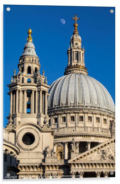 The Moon and St. Pauls Cathedral Acrylic by Chris Dorney