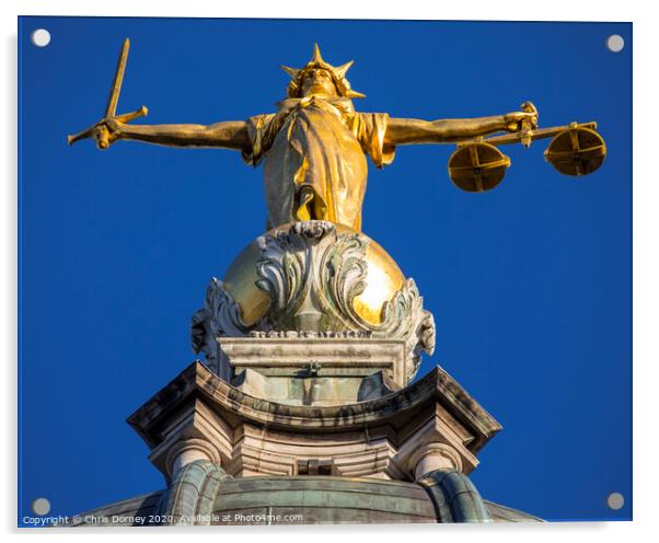 Lady Justice Statue at the Old Bailey Acrylic by Chris Dorney
