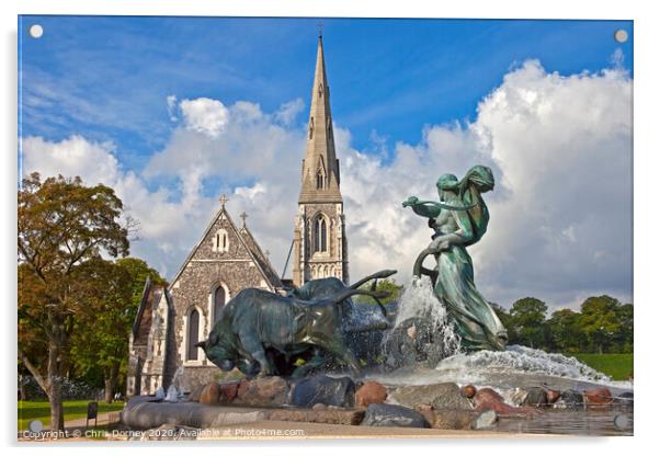 The Gefion Fountain and Saint Albans Church Acrylic by Chris Dorney