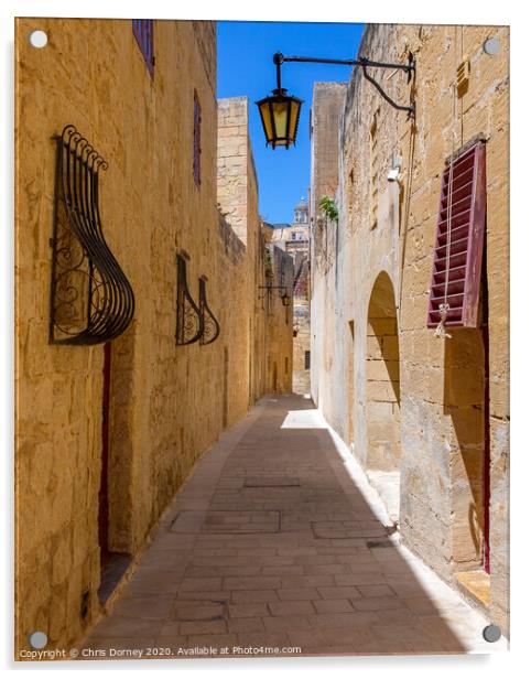 Narrow Streets in Mdina Acrylic by Chris Dorney