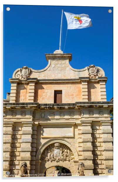 Main Gate of Mdina in Malta Acrylic by Chris Dorney