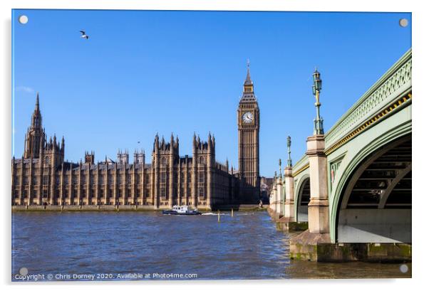 Houses of Parliament and Westminster Bridge Acrylic by Chris Dorney