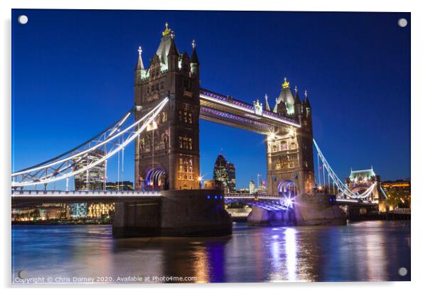 Tower Bridge at Night Acrylic by Chris Dorney