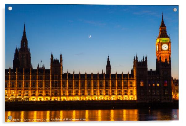 Houses of Parliament in London at Dusk Acrylic by Chris Dorney