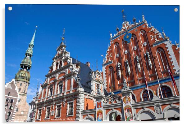 House of the Blackheads and St. Peter's Church in Riga Acrylic by Chris Dorney