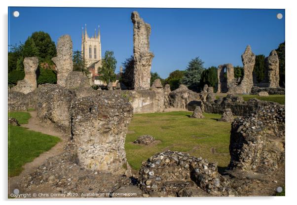 Bury St. Edmunds Abbey Remains and St Edmundsbury Cathedral Acrylic by Chris Dorney