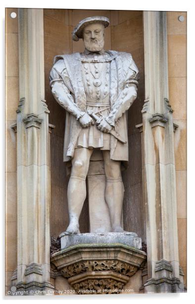 Statue of King Henry VII at Kings College in Cambridge Acrylic by Chris Dorney