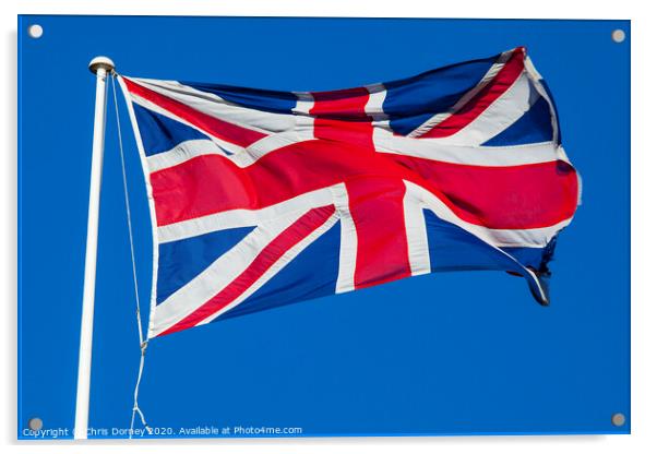Union Flag Flying Acrylic by Chris Dorney