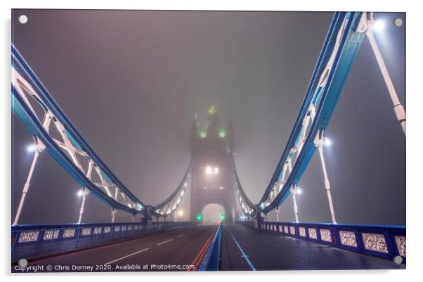 Tower Bridge Fog Acrylic by Chris Dorney