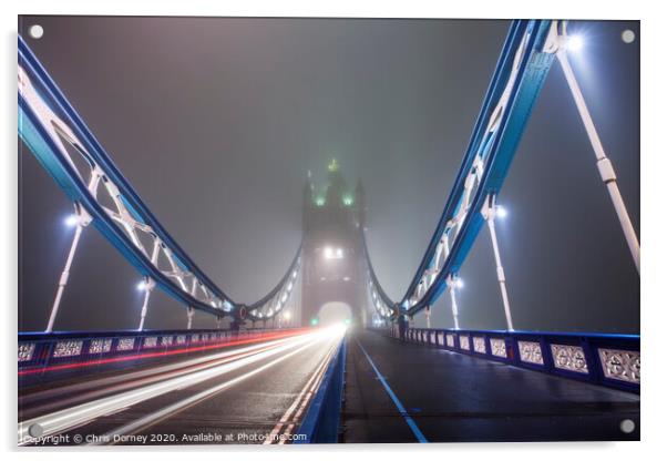 Foggy Tower Bridge Acrylic by Chris Dorney