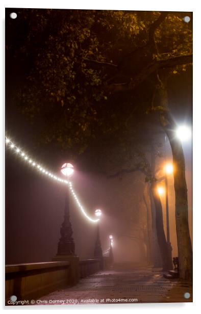 Victoria Embankment Fog Acrylic by Chris Dorney