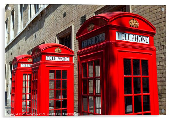 Red Telephone Boxes in London Acrylic by Chris Dorney