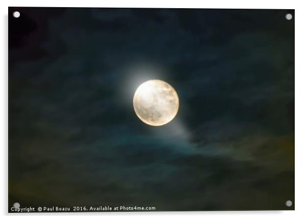 fuzzy night with full moon Acrylic by Paul Boazu