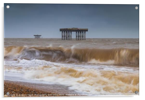 Sizewell A cooling towers rise from the North Sea Acrylic by Graeme Taplin Landscape Photography