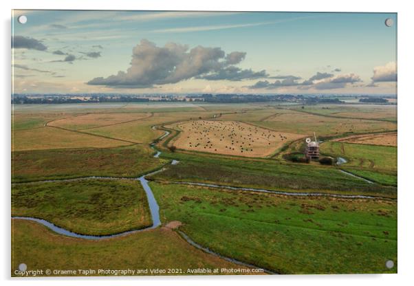 Halvergate marshland Norfolk Acrylic by Graeme Taplin Landscape Photography
