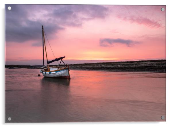 Sailing boat at low tide, Burnham Overy Staithe Acrylic by Graeme Taplin Landscape Photography