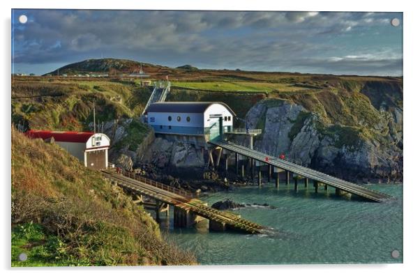          Old & New St Davids Lifeboat Stations Acrylic by John Iddles