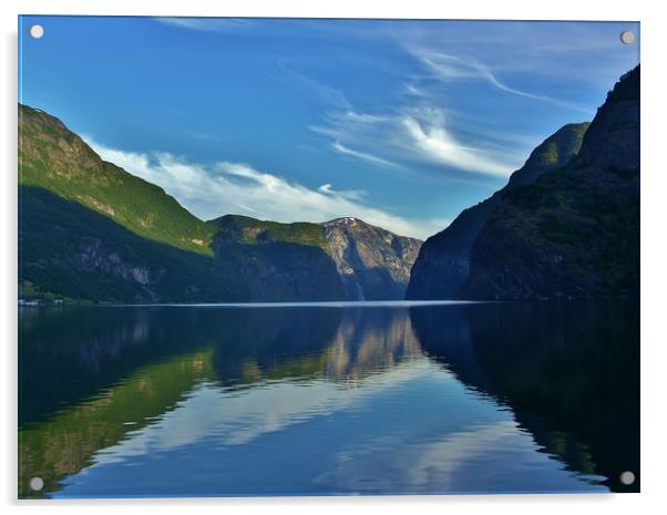 Aurlandsfjorden and Reflections Acrylic by John Iddles