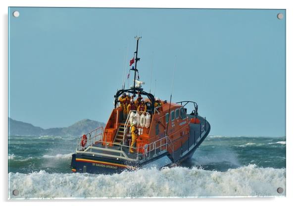St Davids Lifeboat Acrylic by John Iddles