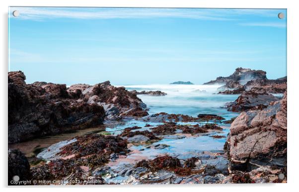 Newtrain Bay (Rocky Beach) rock pools in Cornwall Acrylic by Milton Cogheil