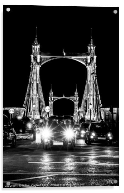 Iconic Albert bridge in black and white Acrylic by Milton Cogheil