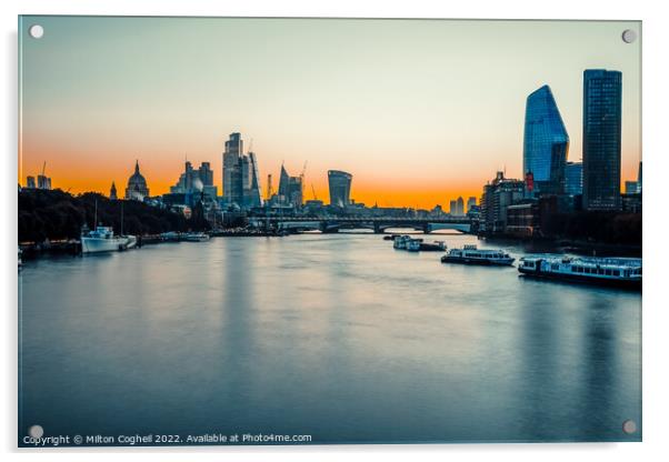 River Thames Sunrise Acrylic by Milton Cogheil