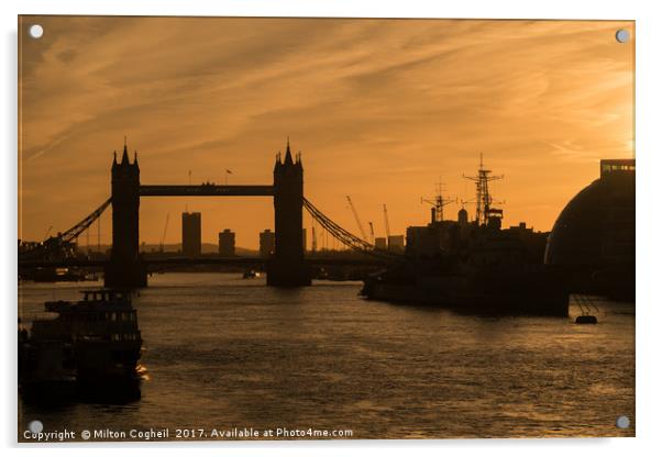 Tower Bridge and the River Thames at Sunrise Acrylic by Milton Cogheil