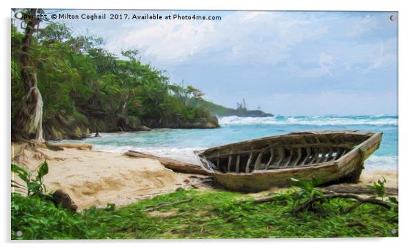 Beach in Port Antonio 1 - Digital Art Acrylic by Milton Cogheil
