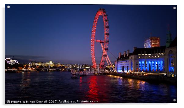 London Eye At Dusk Acrylic by Milton Cogheil