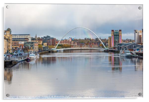 Rainbow over the River Tyne, Newcastle, UK Acrylic by Milton Cogheil