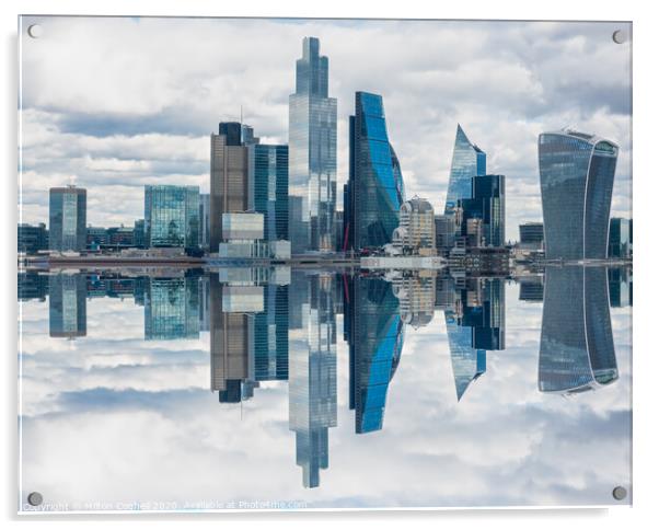 Mirror effect London skyline and skyscrapers Acrylic by Milton Cogheil