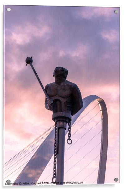 River God sculpture on the Quayside, Newcastle, UK Acrylic by Milton Cogheil