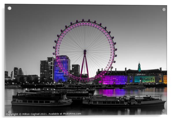 The London Eye at sunrise - Colour Pop Acrylic by Milton Cogheil