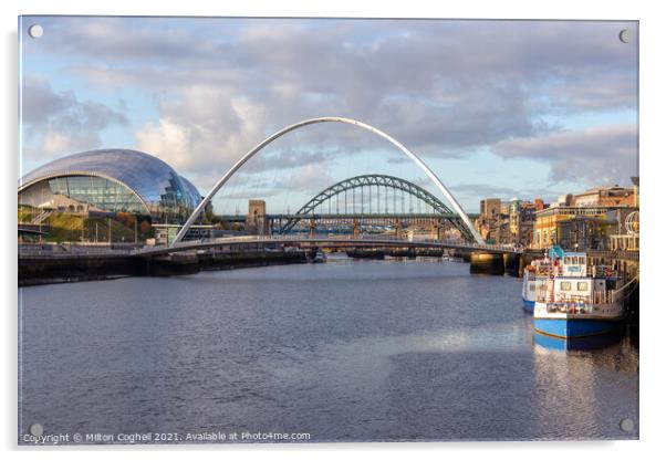 Gateshead Millennium Bridge over the River Tyne Acrylic by Milton Cogheil