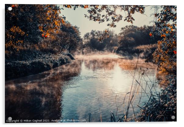 Mist on the River Wandle, London Acrylic by Milton Cogheil