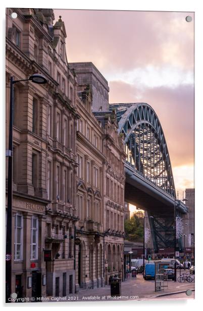 Grainger Town, Newcastle with the famous Tyne Bridge Acrylic by Milton Cogheil