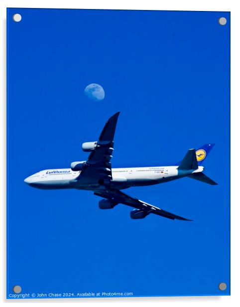 Lufthansa 747-830 Flies the Moon Acrylic by John Chase