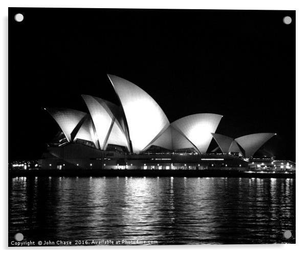 Sydney Opera House in Black & White Acrylic by John Chase