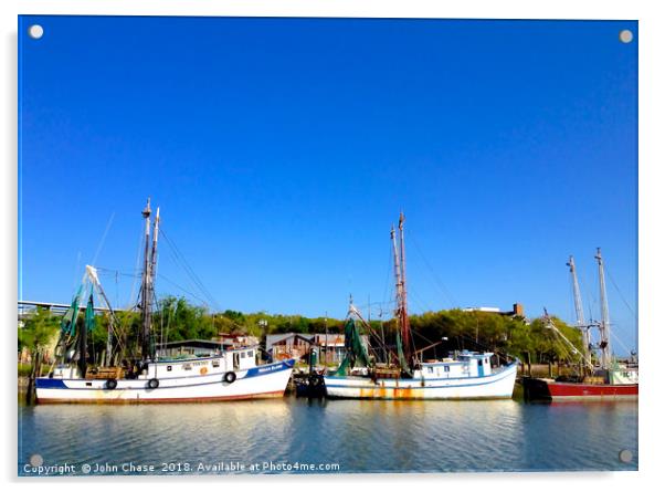 Shrimp Boats on Shem Creek, Mount Pleasant, South  Acrylic by John Chase