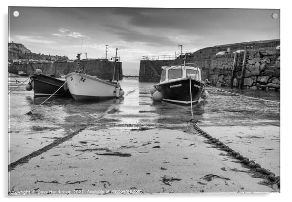 Mousehole harbour fishing  boats Acrylic by Dave Henderson