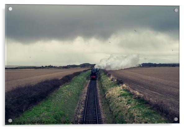 Old Steam train leaving Sheringham, Norfolk, UK Acrylic by Nichol Pope