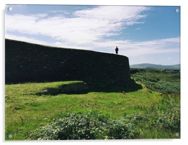 Ancient shadows of a Celtic ringfort in Kerry, Ire Acrylic by Jennifer Crowley