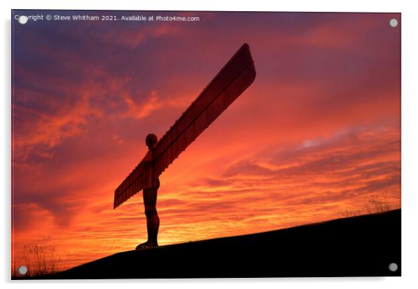 Angel of the North at Sunset Acrylic by Steve Whitham