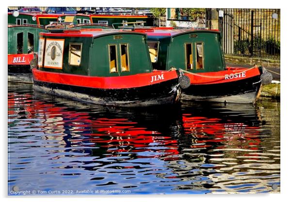 Canal Boats Rosie and Jim Acrylic by Tom Curtis