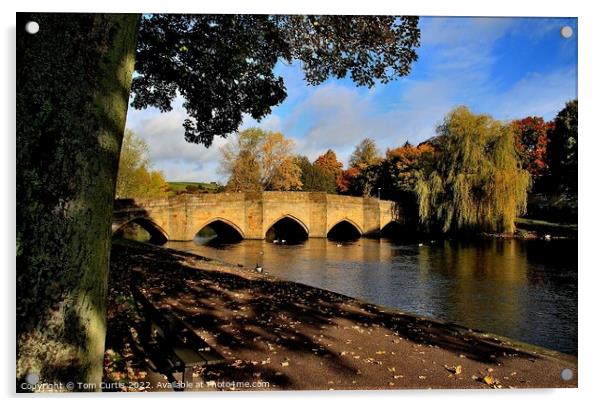 Packhorse Bridge Bakewell Derbyshire Acrylic by Tom Curtis