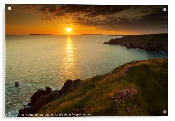 Pembrokeshire sunset Acrylic by martin pulling