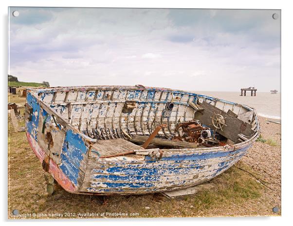 Abandoned Derelict wooden fishing boat  Sizewell B Acrylic by john hartley