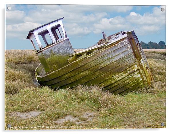  Old Derelict Abandoned Wooden Fishing Boat Thornh Acrylic by john hartley