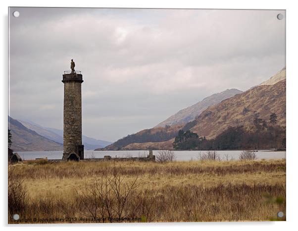  Glenfinnan  Loch Schiel -  Monument to the Jacobi Acrylic by john hartley