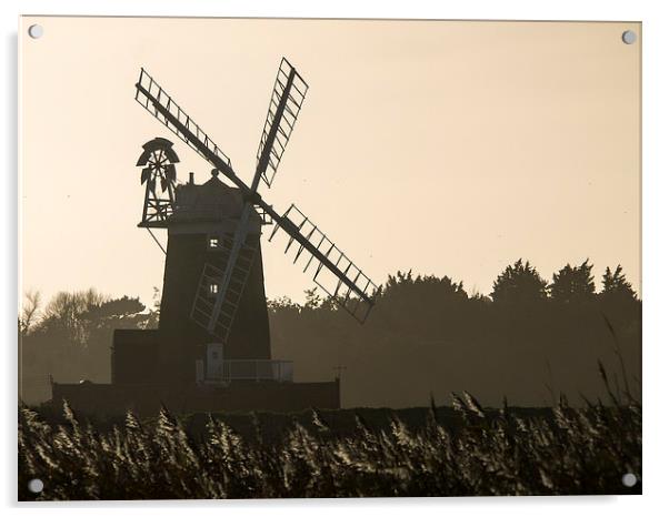  Cley Windmill Silhouetted - North Norfolk Acrylic by john hartley